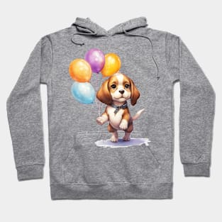 Beagle Dog Holding Balloons Hoodie